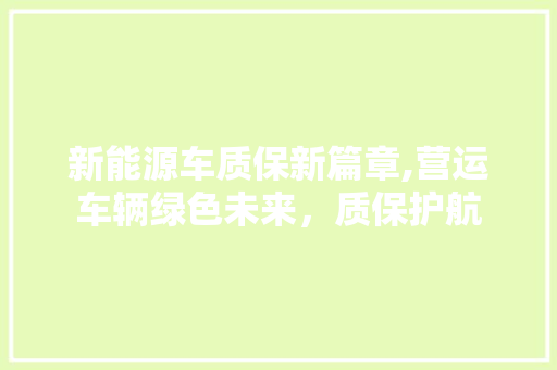 新能源车质保新篇章,营运车辆绿色未来，质保护航