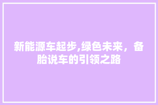 新能源车起步,绿色未来，备胎说车的引领之路 混合动力车