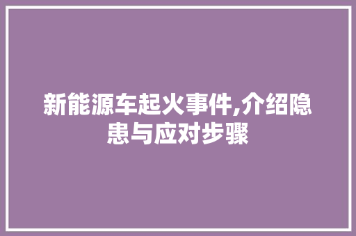 新能源车起火事件,介绍隐患与应对步骤 汽车轮胎