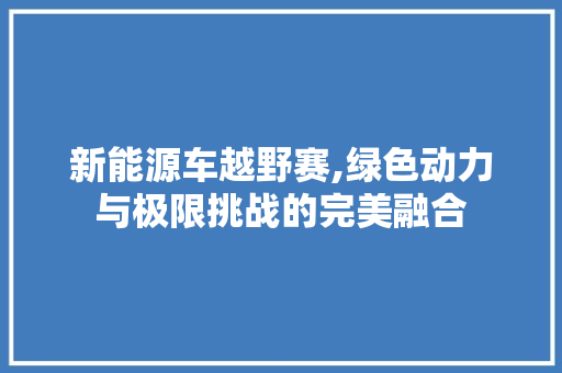 新能源车越野赛,绿色动力与极限挑战的完美融合 汽车配件
