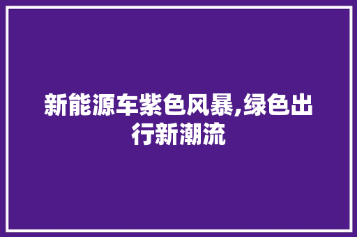 新能源车紫色风暴,绿色出行新潮流