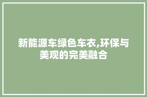 新能源车绿色车衣,环保与美观的完美融合 汽车配件