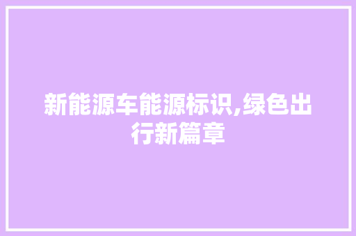 新能源车能源标识,绿色出行新篇章
