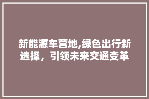 新能源车营地,绿色出行新选择，引领未来交通变革 混合动力车