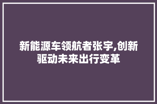 新能源车领航者张宇,创新驱动未来出行变革 汽车轮胎