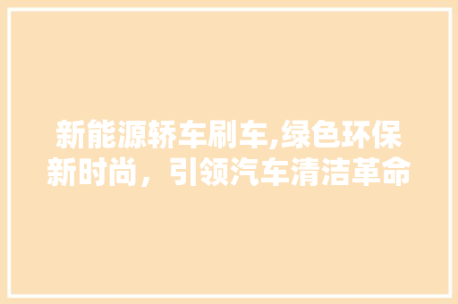 新能源轿车刷车,绿色环保新时尚，引领汽车清洁革命 新能源汽车