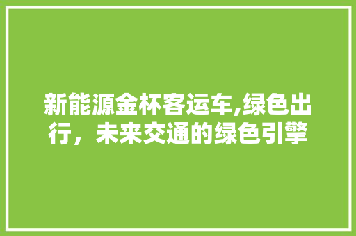 新能源金杯客运车,绿色出行，未来交通的绿色引擎