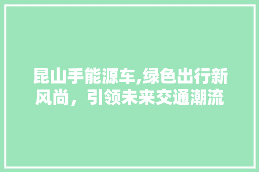 昆山手能源车,绿色出行新风尚，引领未来交通潮流