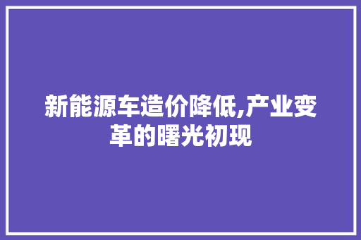 新能源车造价降低,产业变革的曙光初现