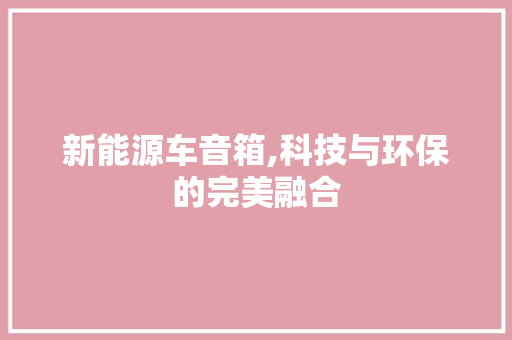新能源车音箱,科技与环保的完美融合 车联网技术