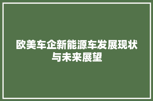 欧美车企新能源车发展现状与未来展望 混合动力车