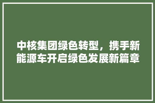 中核集团绿色转型，携手新能源车开启绿色发展新篇章