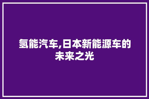 氢能汽车,日本新能源车的未来之光 车联网技术