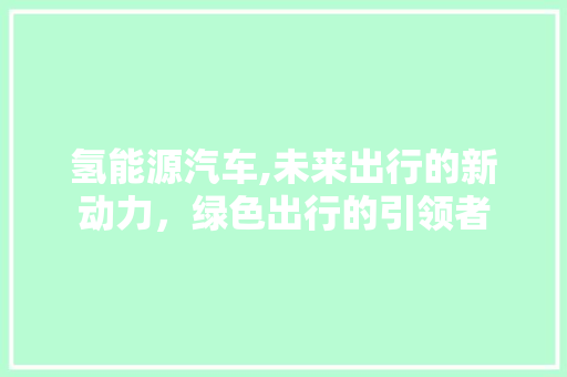 氢能源汽车,未来出行的新动力，绿色出行的引领者