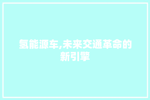 氢能源车,未来交通革命的新引擎