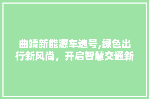 曲靖新能源车选号,绿色出行新风尚，开启智慧交通新时代