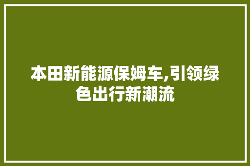 本田新能源保姆车,引领绿色出行新潮流 自动驾驶