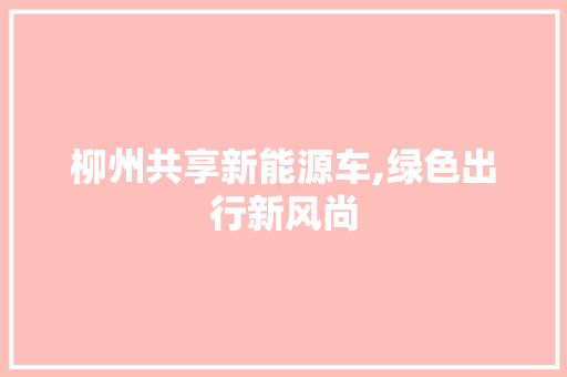 柳州共享新能源车,绿色出行新风尚