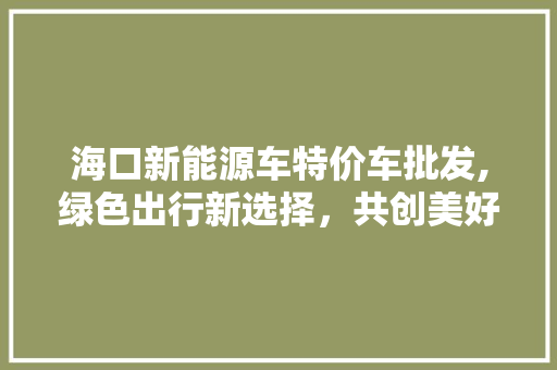 海口新能源车特价车批发,绿色出行新选择，共创美好未来 车型评测