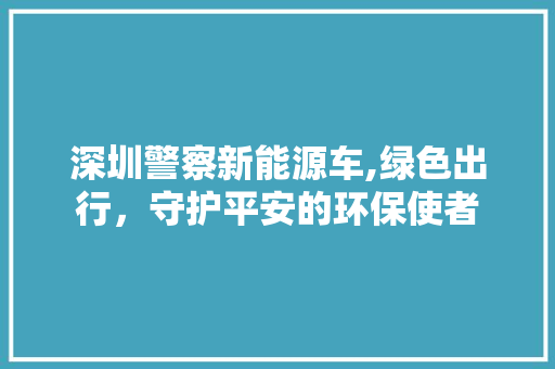 深圳警察新能源车,绿色出行，守护平安的环保使者 自动驾驶