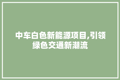 中车白色新能源项目,引领绿色交通新潮流
