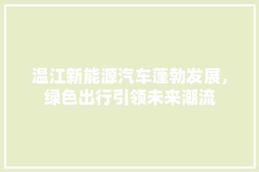 温江新能源汽车蓬勃发展，绿色出行引领未来潮流 汽车轮胎