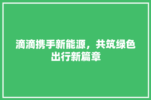 滴滴携手新能源，共筑绿色出行新篇章