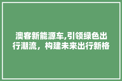 澳客新能源车,引领绿色出行潮流，构建未来出行新格局