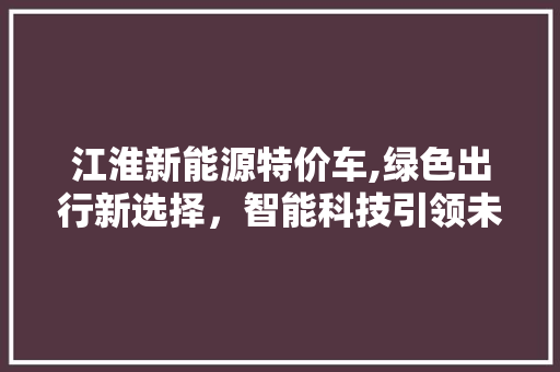 江淮新能源特价车,绿色出行新选择，智能科技引领未来