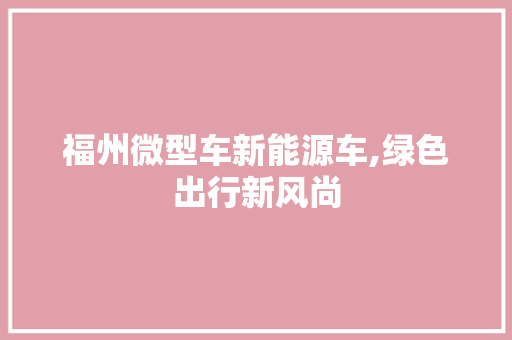 福州微型车新能源车,绿色出行新风尚