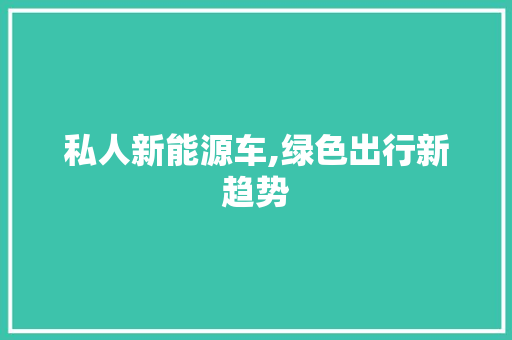 私人新能源车,绿色出行新趋势 新能源汽车