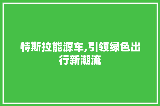 特斯拉能源车,引领绿色出行新潮流