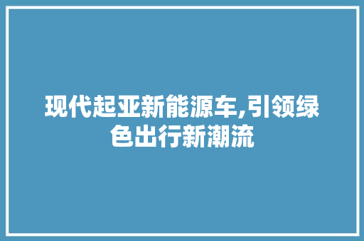 现代起亚新能源车,引领绿色出行新潮流
