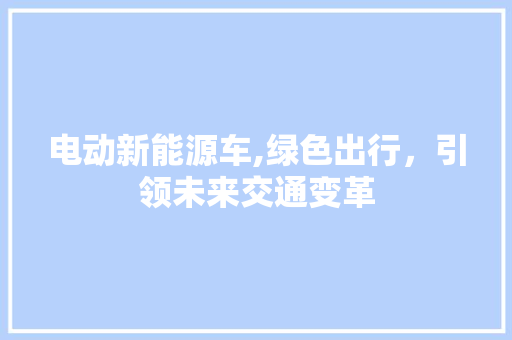 电动新能源车,绿色出行，引领未来交通变革