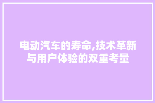 电动汽车的寿命,技术革新与用户体验的双重考量 汽车轮胎