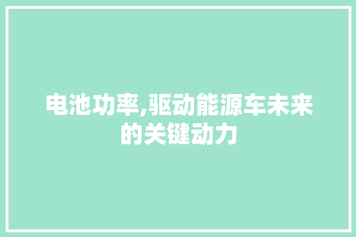 电池功率,驱动能源车未来的关键动力 汽车配件