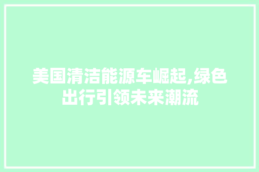 美国清洁能源车崛起,绿色出行引领未来潮流