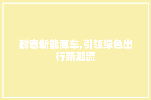 耐寒新能源车,引领绿色出行新潮流 车型评测