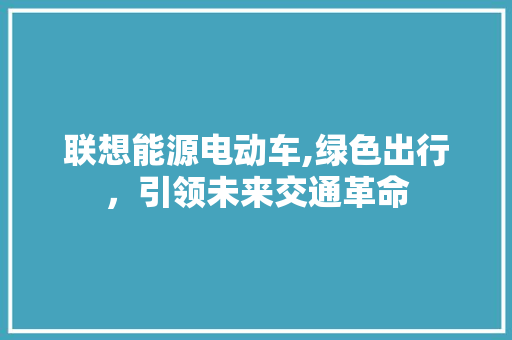 联想能源电动车,绿色出行，引领未来交通革命