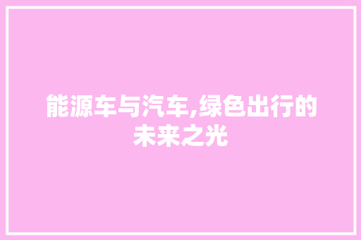 能源车与汽车,绿色出行的未来之光