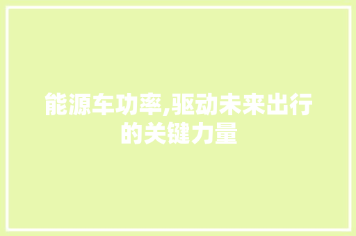 能源车功率,驱动未来出行的关键力量 汽车展览