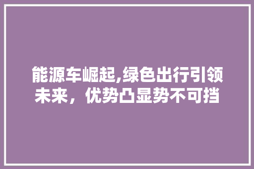 能源车崛起,绿色出行引领未来，优势凸显势不可挡