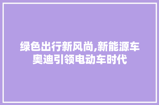 绿色出行新风尚,新能源车奥迪引领电动车时代 自动驾驶