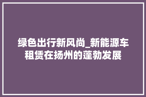 绿色出行新风尚_新能源车租赁在扬州的蓬勃发展