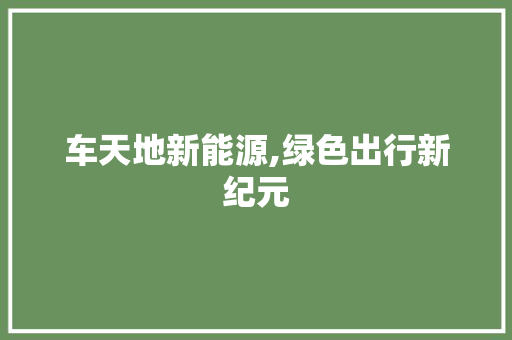 车天地新能源,绿色出行新纪元 汽车展览