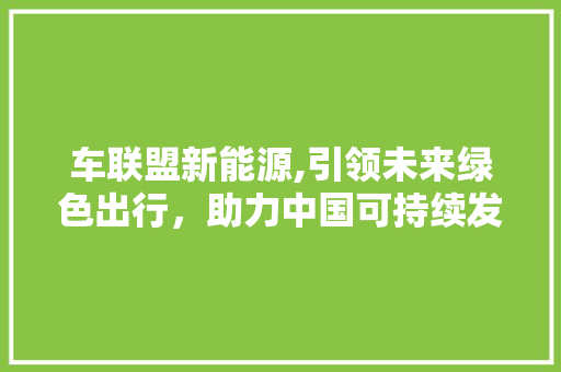 车联盟新能源,引领未来绿色出行，助力中国可持续发展 汽车展览