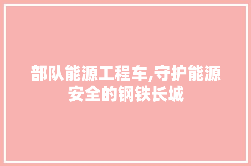 部队能源工程车,守护能源安全的钢铁长城 车载导航