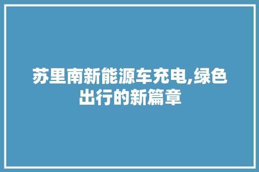 苏里南新能源车充电,绿色出行的新篇章 车联网技术