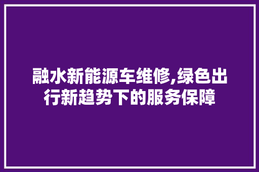 融水新能源车维修,绿色出行新趋势下的服务保障 智能驾驶