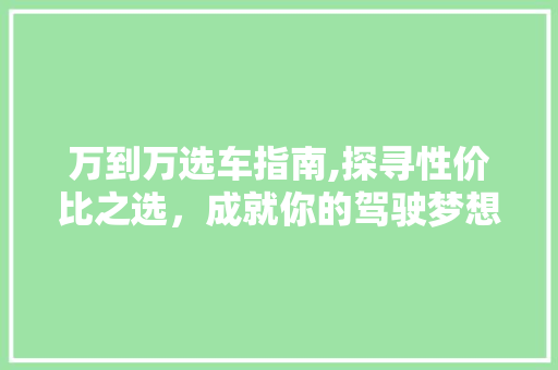 万到万选车指南,探寻性价比之选，成就你的驾驶梦想